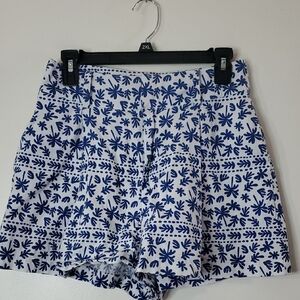 MinkPink Ithica Cotton Shorts Size Medium White Blue Resortwear